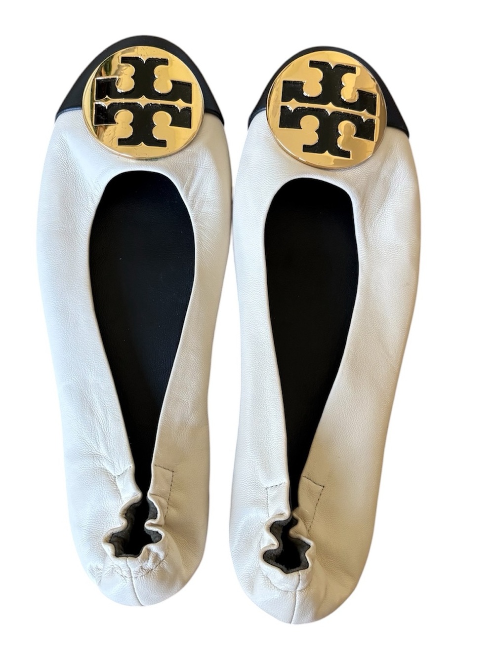 Tory Burch Claire Leather Logo Ballet Flats Size 6.5
